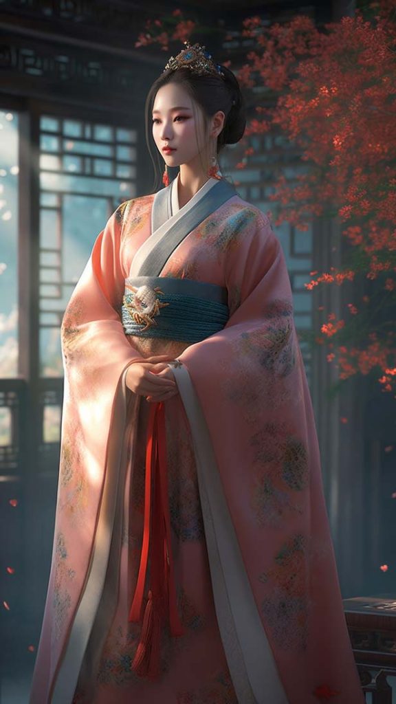 超级美丽真实的女人，穿着华丽的国风汉服。 | Ai关键词 Midjourney关键词 Ai绘画教程 Ai绘画 设计资源 设计教程-Ai关键词  Midjourney关键词 Ai绘画教程 Ai绘画 设计资源 设计教程