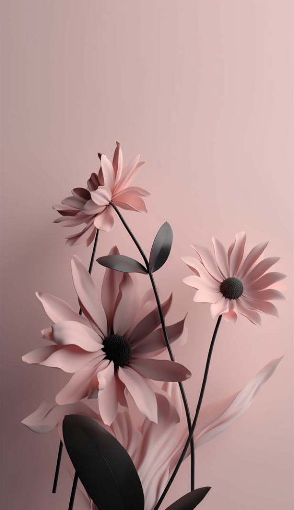 Minimalist pastel pink floral design