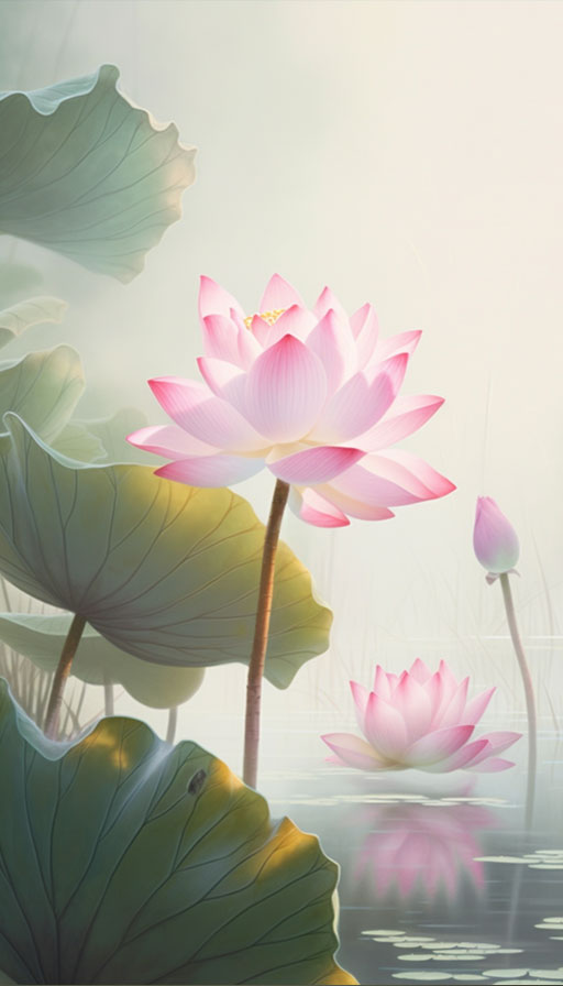 粉红渐变白莲花插图2