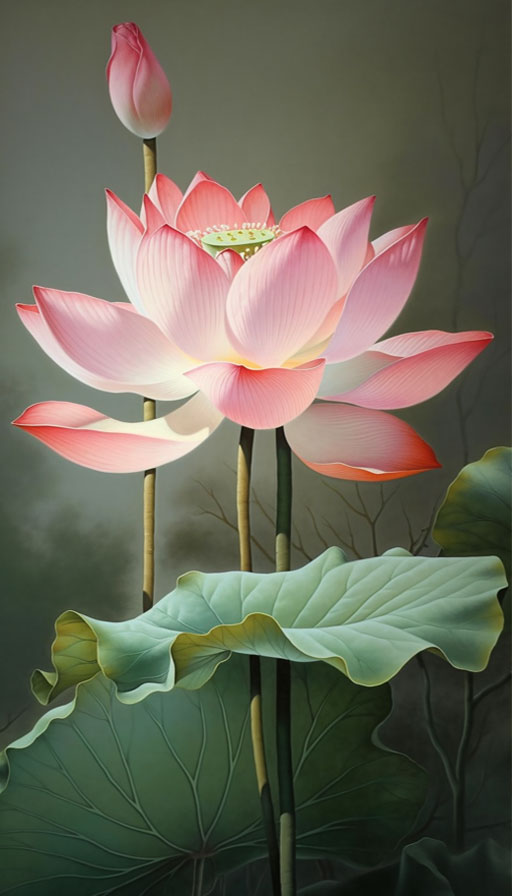 粉红渐变白莲花插图