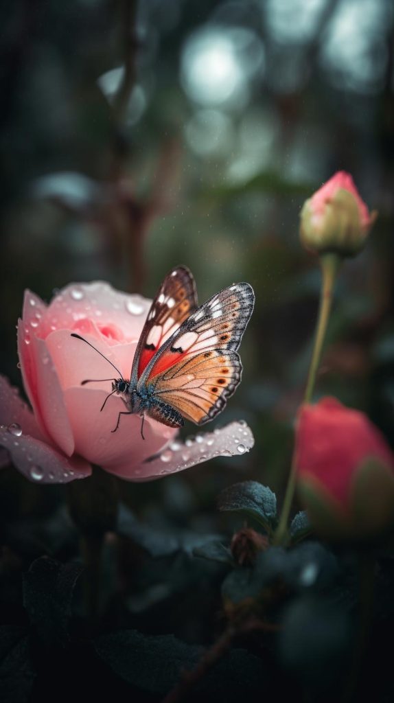 蝴蝶和玫瑰花插图1